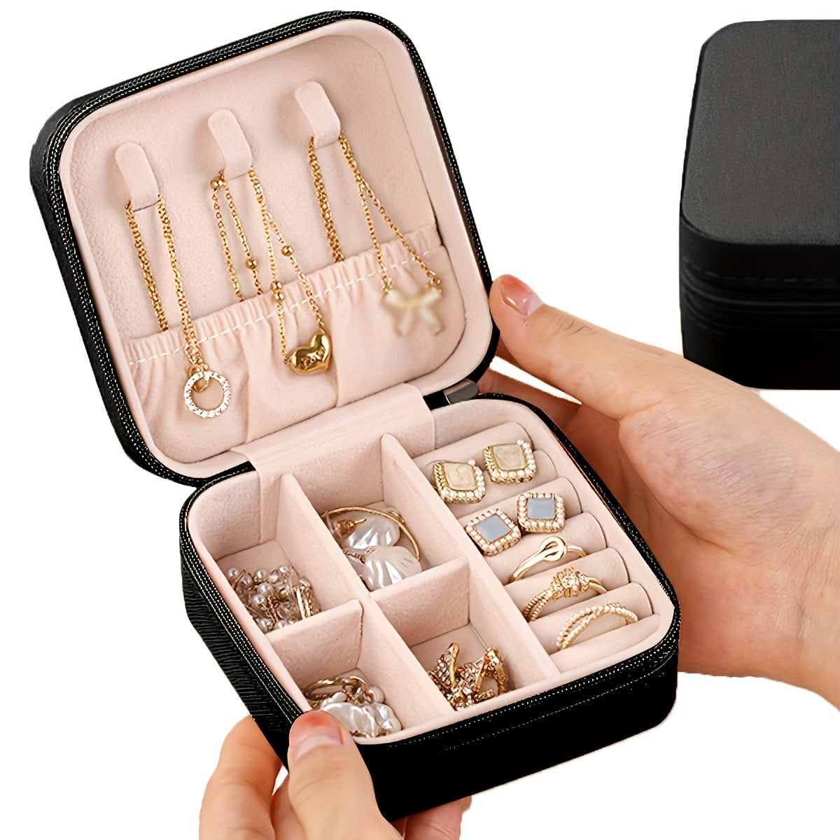Travel Jewelry Box Organizer Case With Zipper For On The Go Storage | Temsk