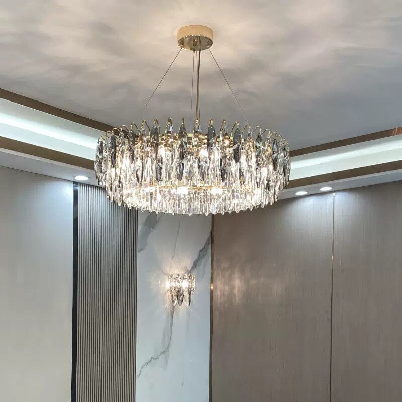 Aventis Crystal Chandelier in Bronze Finish for Hallways and Living Rooms | Temsk