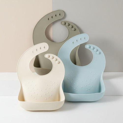 Flexible Silicone Bib For Babies With Adjustable Neck And Waterproof Surface Temsk