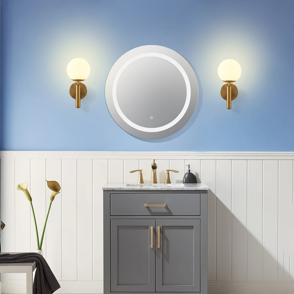 Modern Glass Globe Wall Sconce With Polished Metal Mounting | Temsk