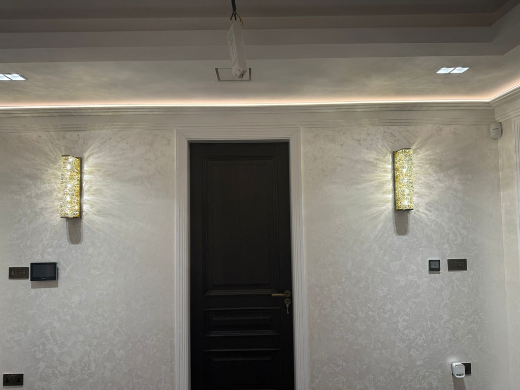 Nova Crystal Accents Wall Lamp In Stainless Steel With Three Color Temperatures | Temsk