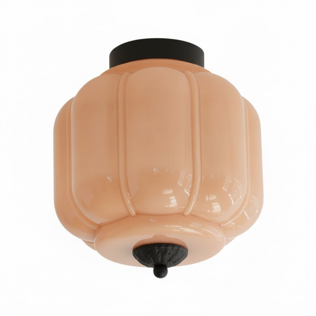 Milk Glass Ceiling Light With Glass Shade, Modern Flush Mount, Scandinavian Style | Temsk