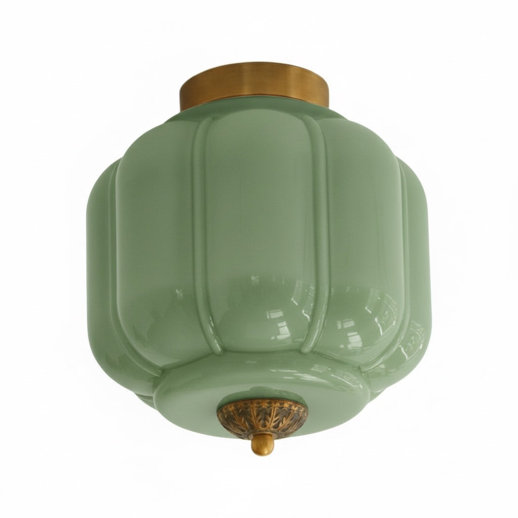 Milk Glass Ceiling Light With Glass Shade, Modern Flush Mount, Scandinavian Style | Temsk