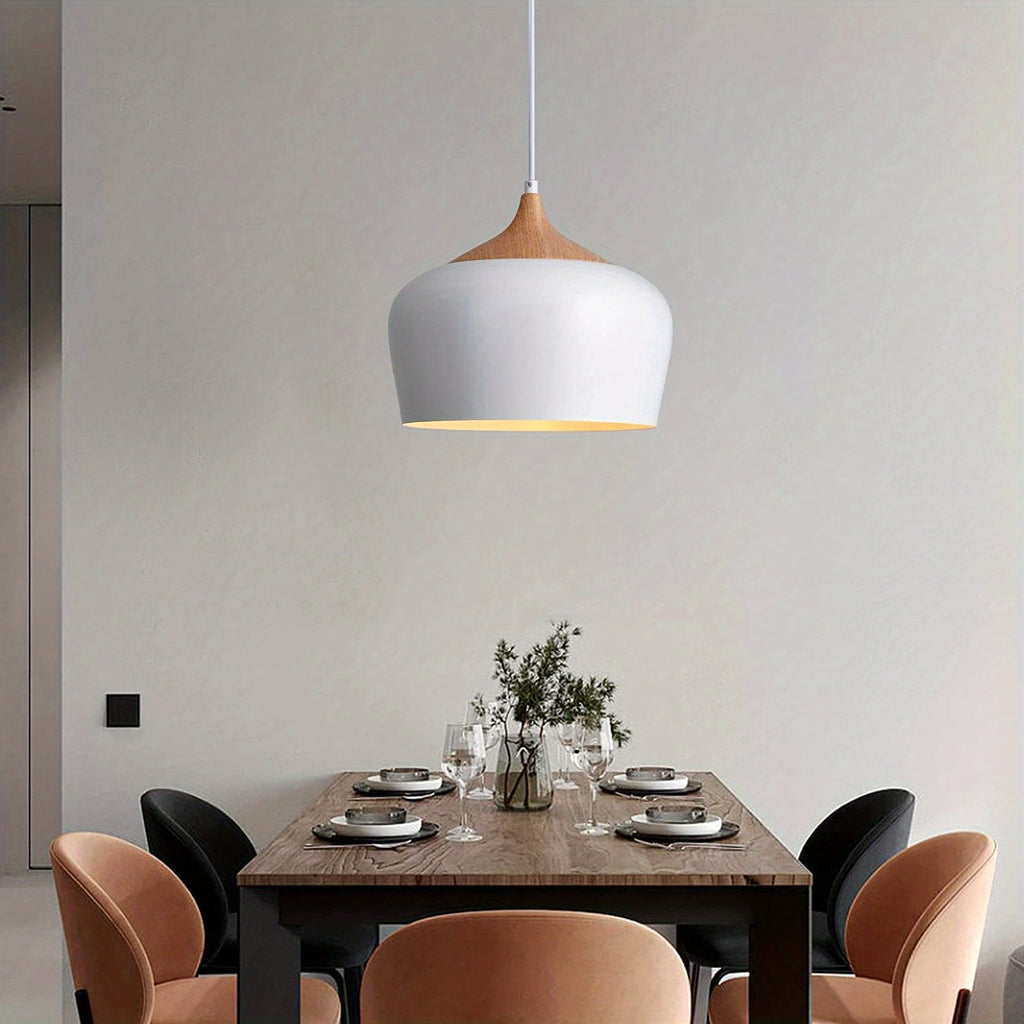 Moderne skandinavische Pendelleuchte mit Eisen- und Holzmaserungs-Design | Temsk