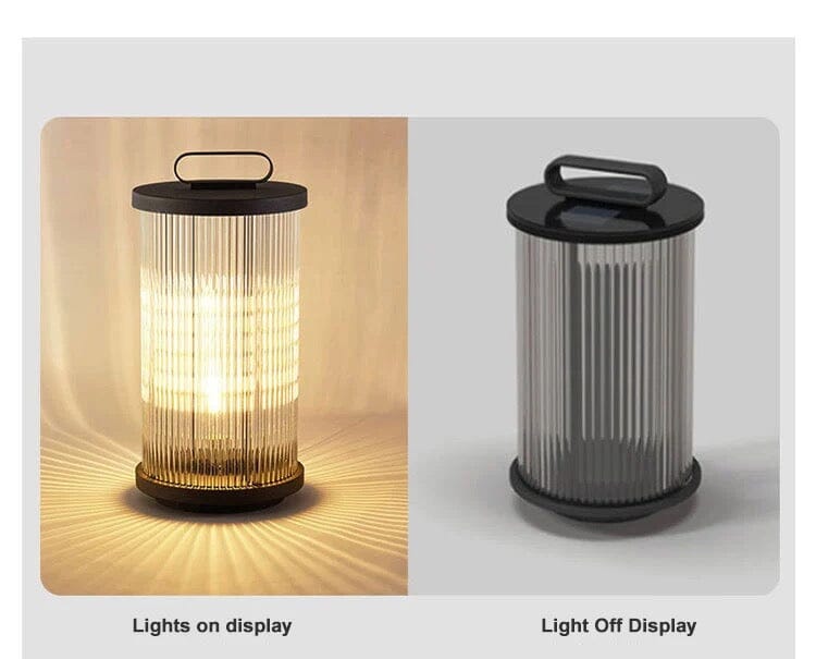 Solmere Ribbed Glass Outdoor Lantern Lamp Waterproof Garden Light | Temsk
