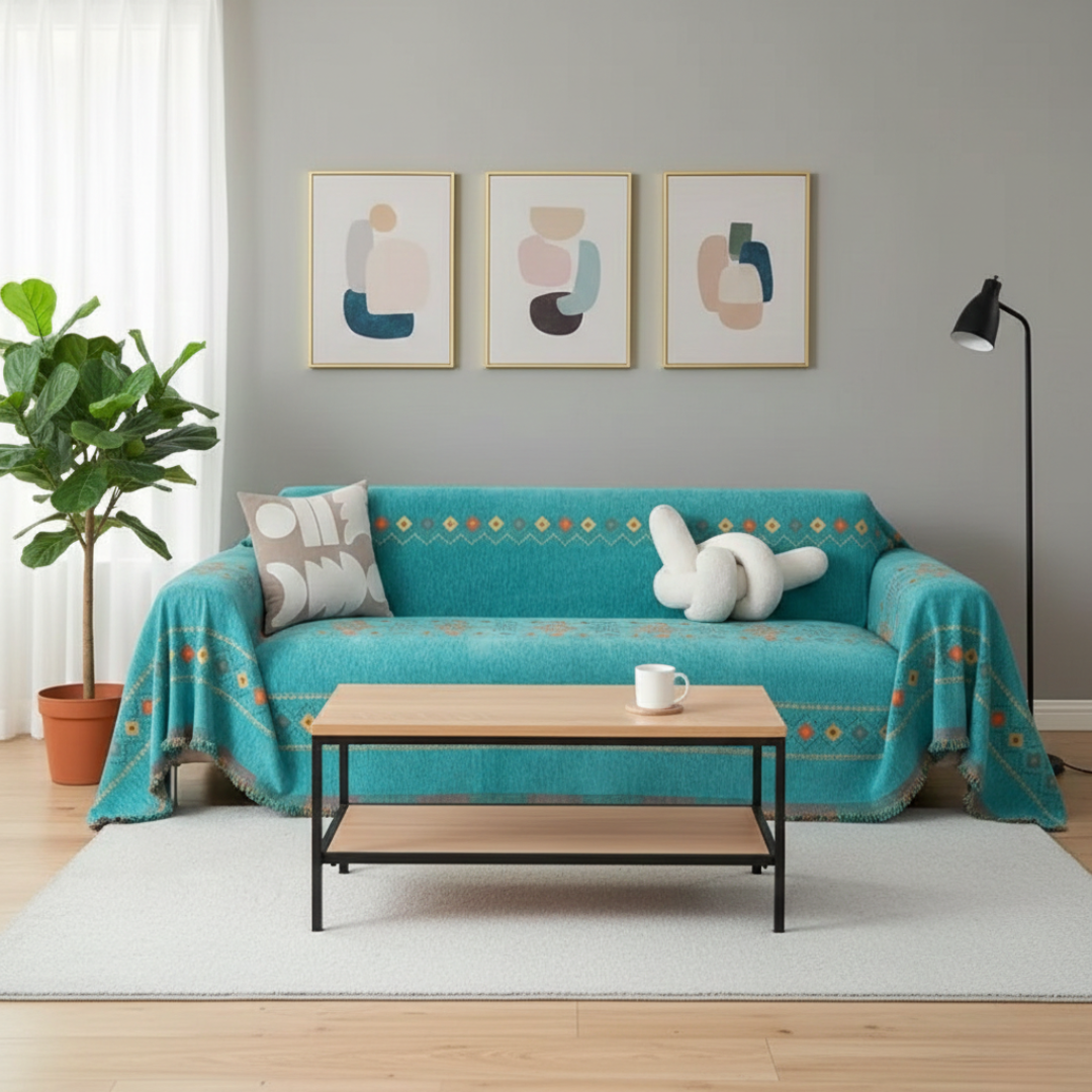 Boho Tassel Sofa Cover For Couch, Bohemian Style Living Room Decor | Temsk