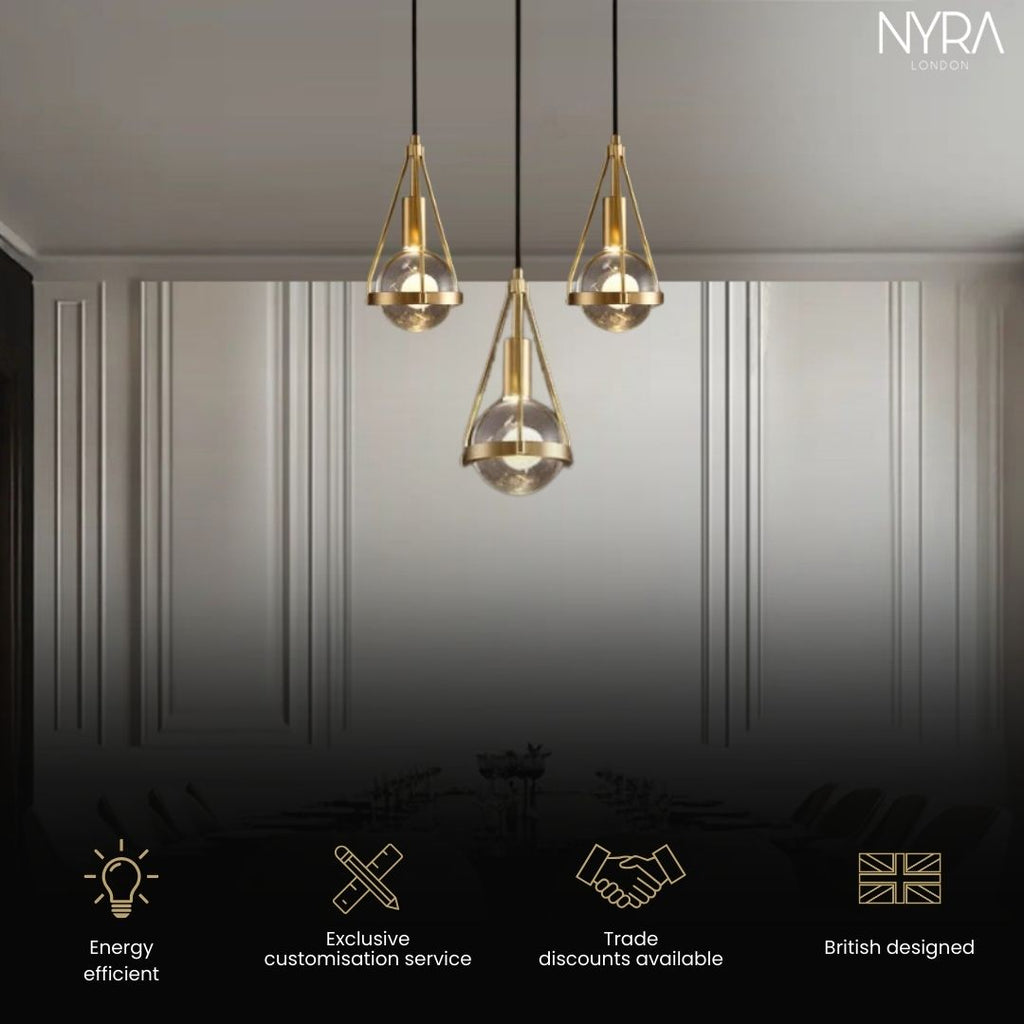 Ardena Nordic Gold Pendant Lights with Dandelion Glow | Temsk