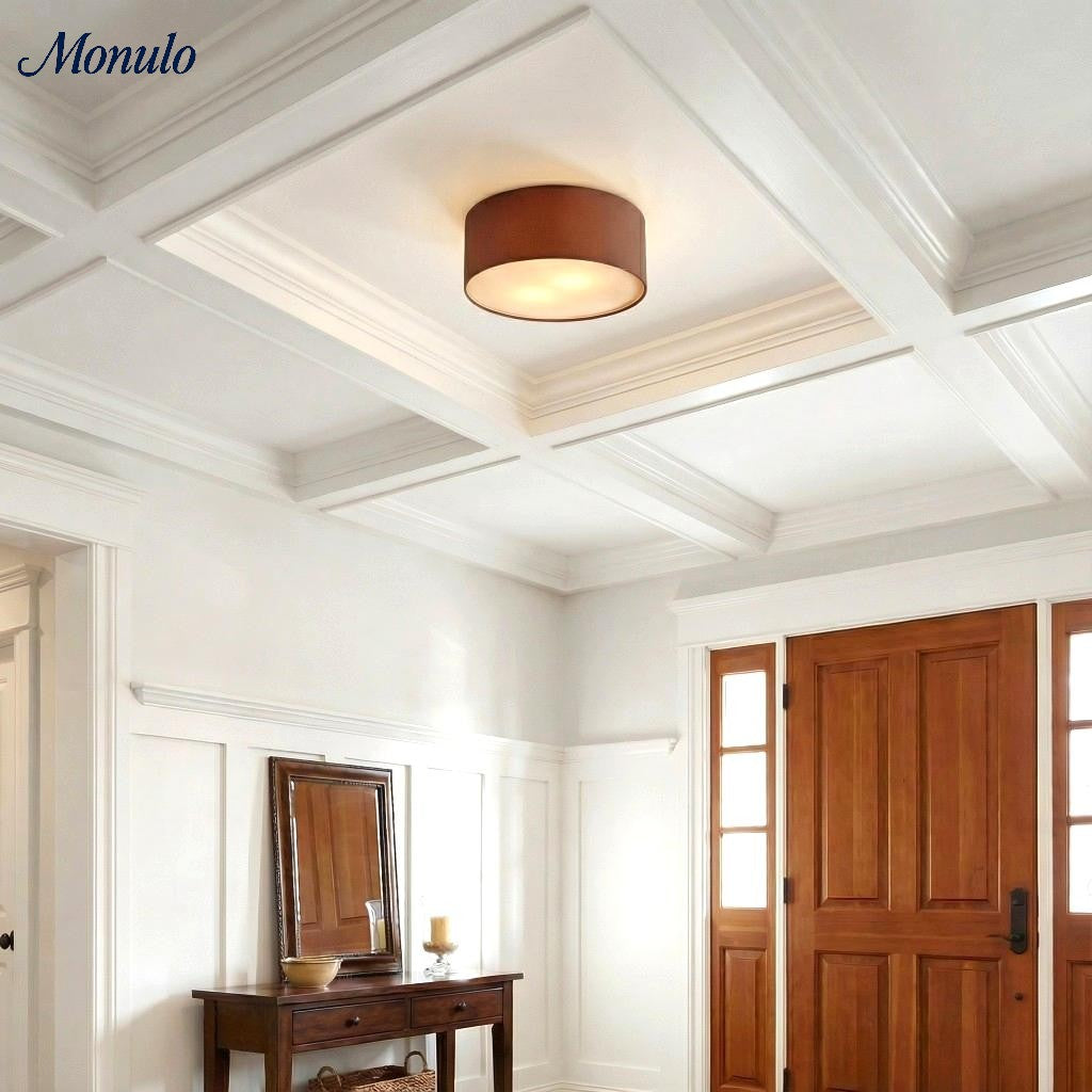 Linen Shade Drum Ceiling Light, Diameter 30/45 Cm, Scandinavian Modern Living Room Lamp | Temsk