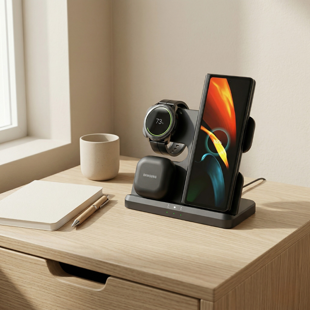 Three-In-One Wireless Charging Stand For Desk And Nightstand | Temsk