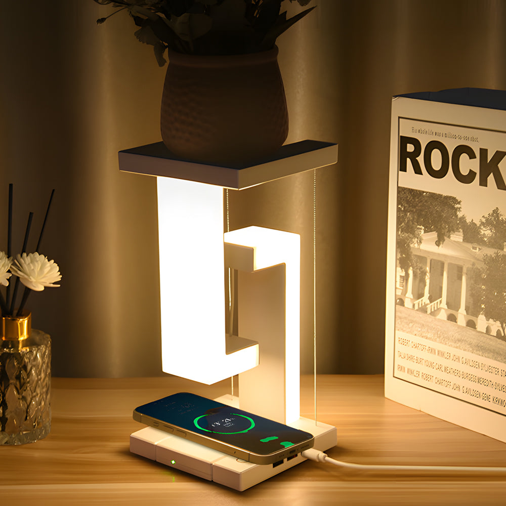 LumaNova Floating LED Table Lamp With Wireless Charging | Temsk