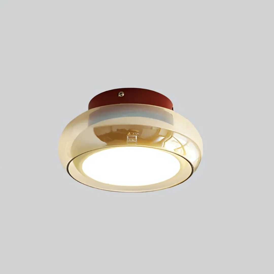 Amber Glass LED Ceiling Light 24W Retro Modern Style For Living Room And Hallway | Temsk