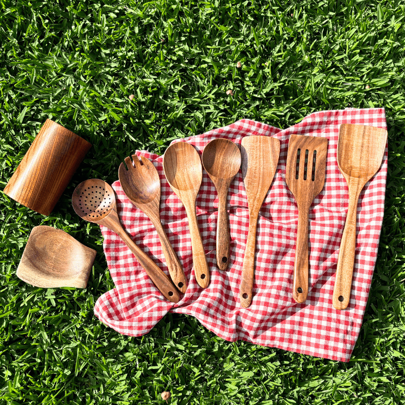 EverLeaf Sustainable Wooden Cooking Utensil Set For Everyday Kitchen Use | Temsk