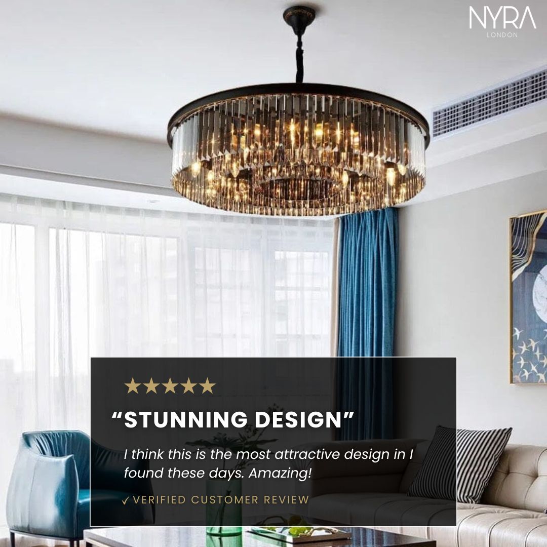 Lyrae Grey Crystal Chandelier for Elegant Living Rooms | Temsk