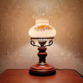 Zenora Urn Retro Table Lamp in Solid Wood, Red-Brown Finish | Temsk