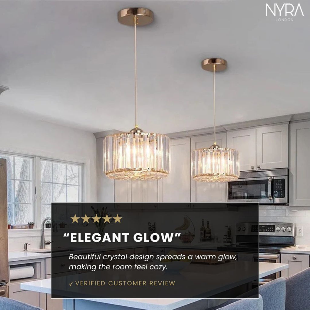 NovaCrystal Two-Tier Crystal Pendant Light With Angled Glass Prisms | Temsk