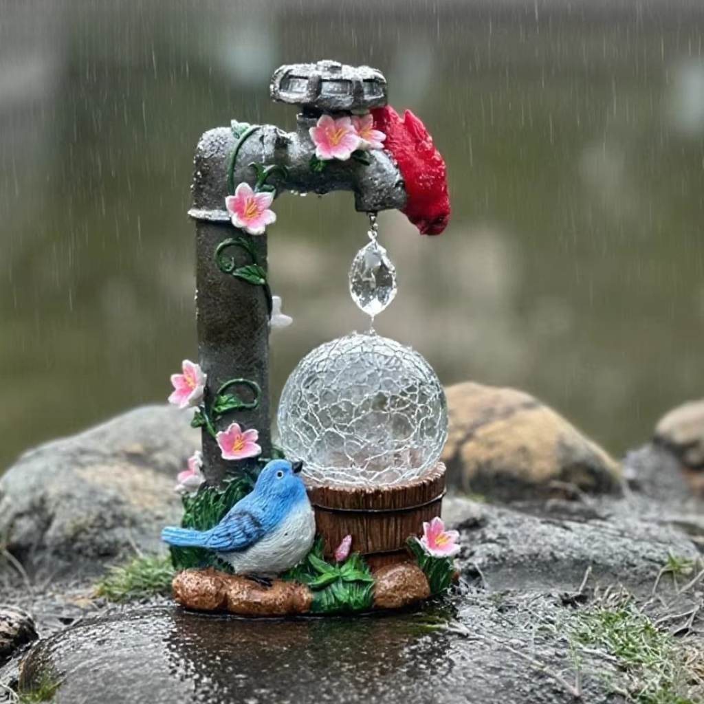 Elegant Solar Cardinal Garden Statue For Outdoor Decor | Temsk