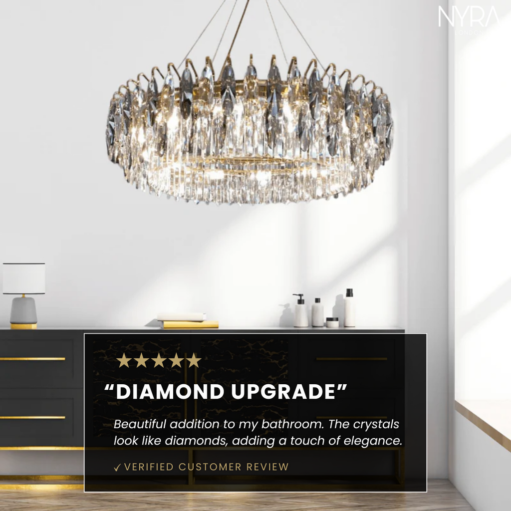 Aventis Crystal Chandelier in Bronze Finish for Hallways and Living Rooms | Temsk