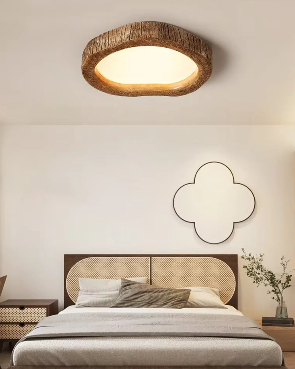 Le Halo Bois rustikale, holz-inspirierte LED-Deckenleuchte für gemütliche Räume | Temsk