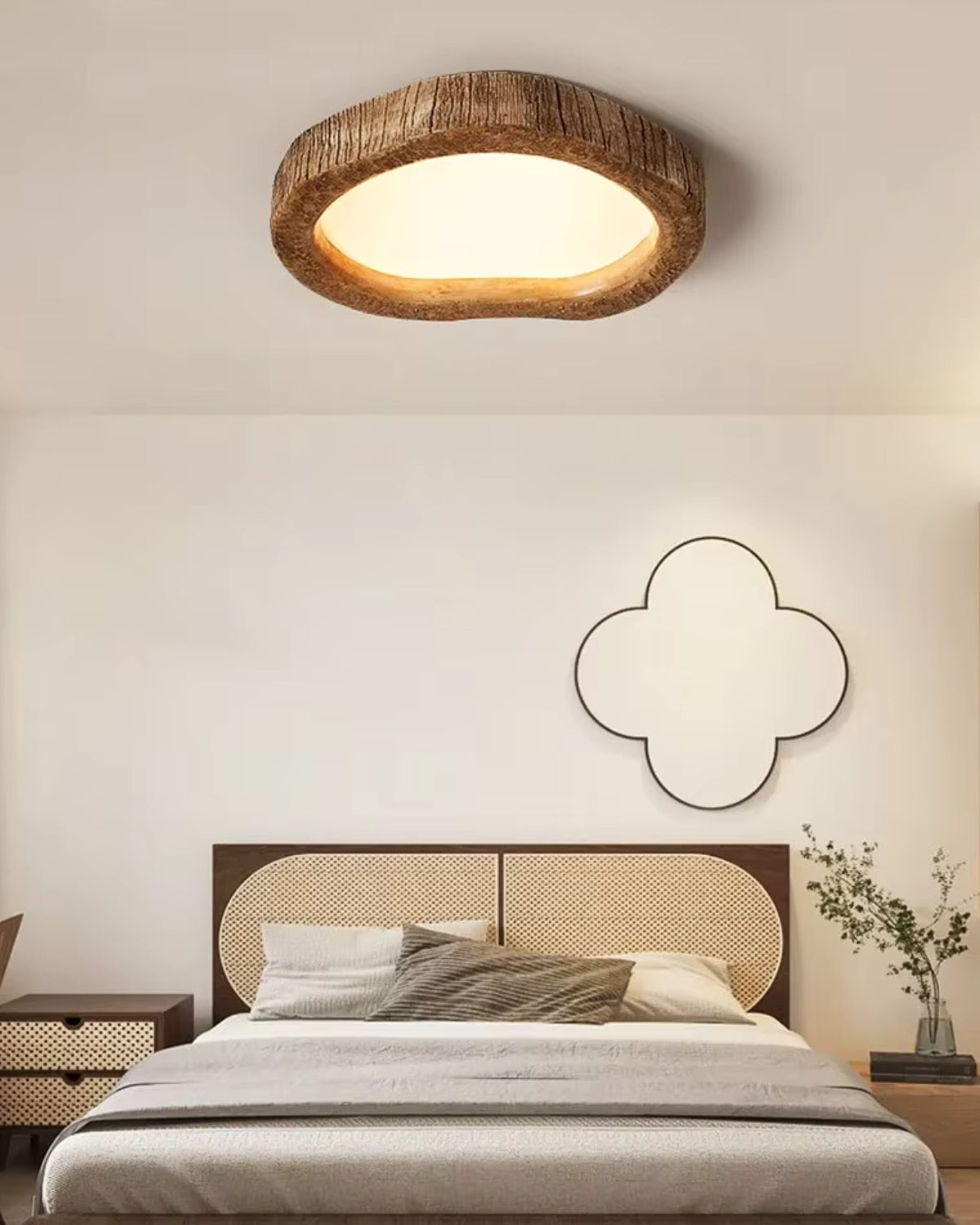 Le Halo Bois rustikale, holz-inspirierte LED-Deckenleuchte für gemütliche Räume | Temsk