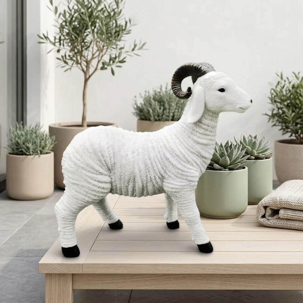 Whimsical Mini Lamb Garden Figurine For Flower Pot Decor | Temsk