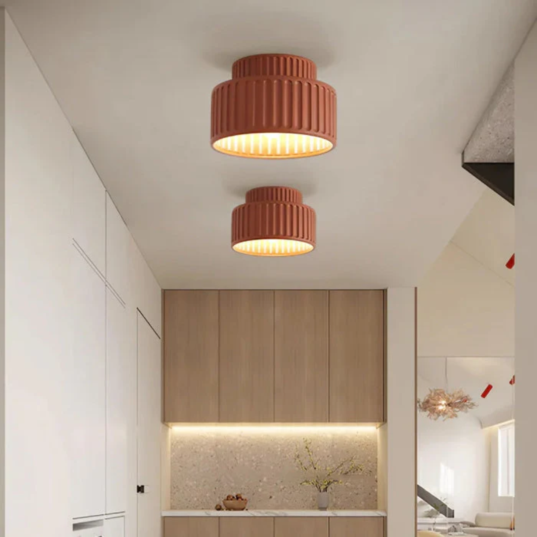 Vesper Ribbed Vintage Semi Flush Ceiling Light For Low Ceilings | Temsk