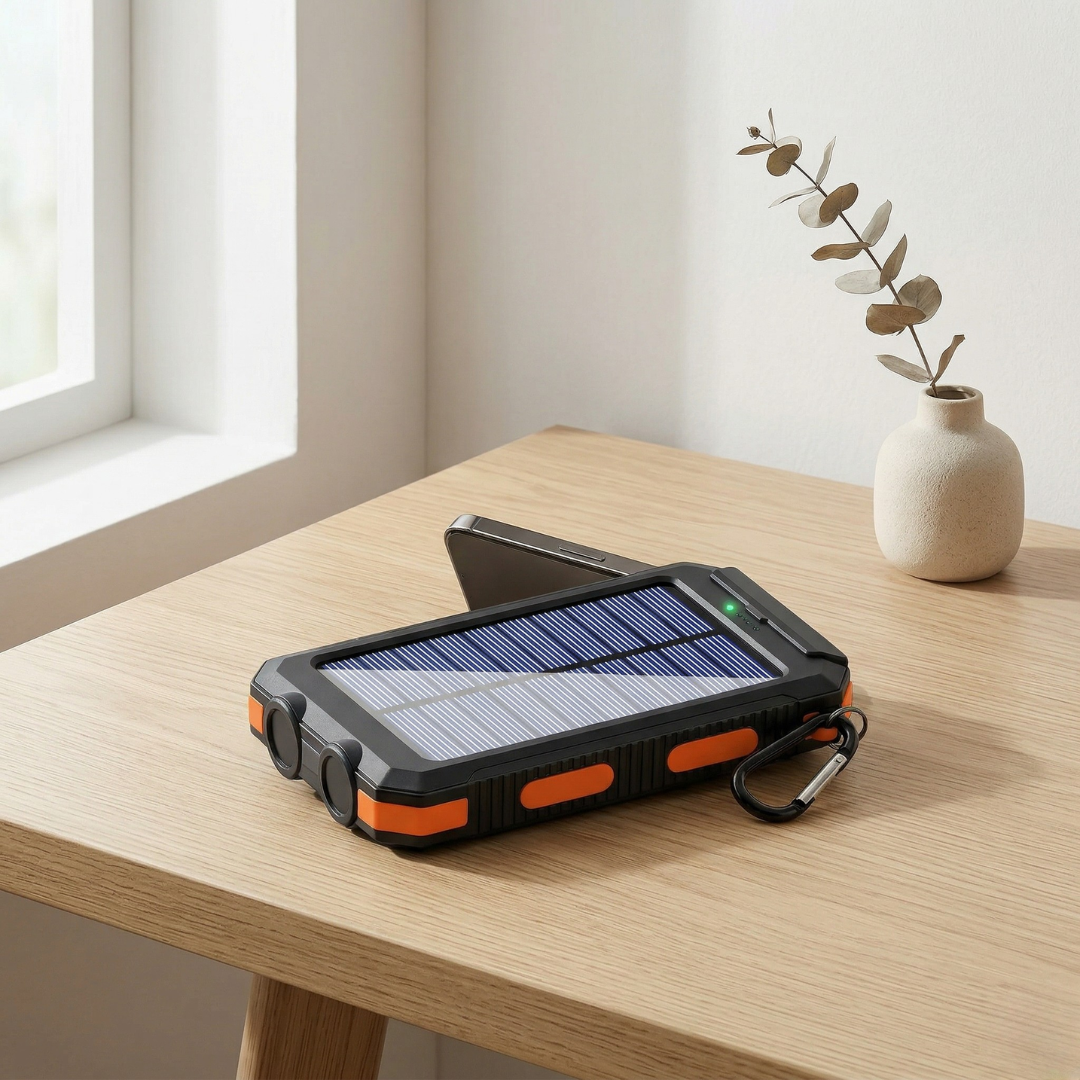 Solcelledrevet powerbank med LED-lys bærbar oplader til daglig brug | Temsk