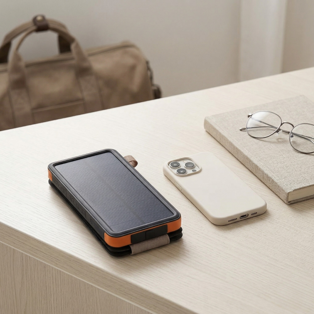 Solcelledrevet powerbank med lommelygte til udendørs eventyr | Temsk