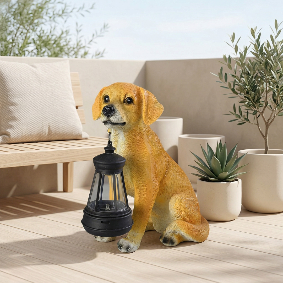 Solar Dog Garden Statue For Outdoor Gardens And Patios | Temsk