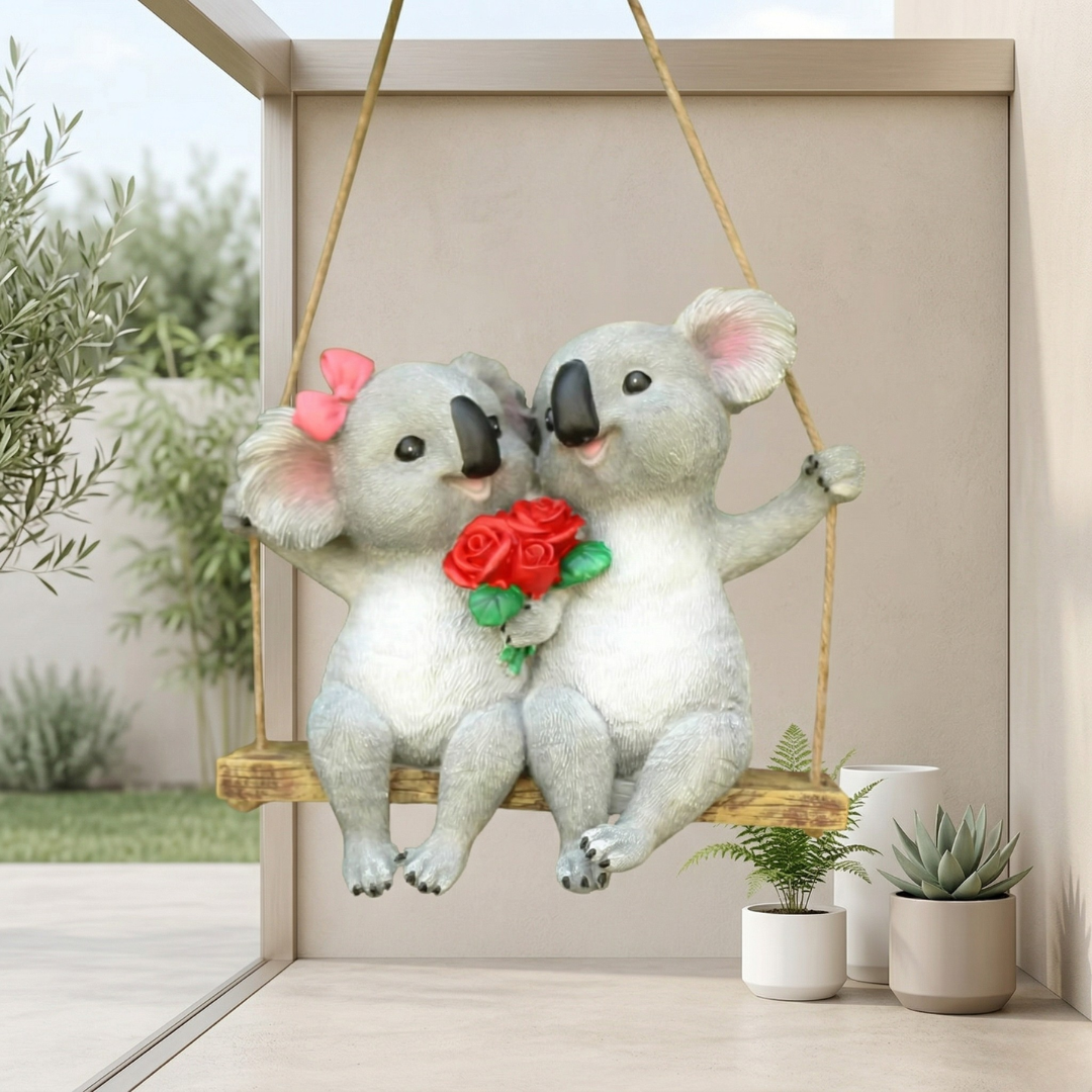 Koala Garden Swing Figurine for Enchanted Outdoor Decor | Temsk