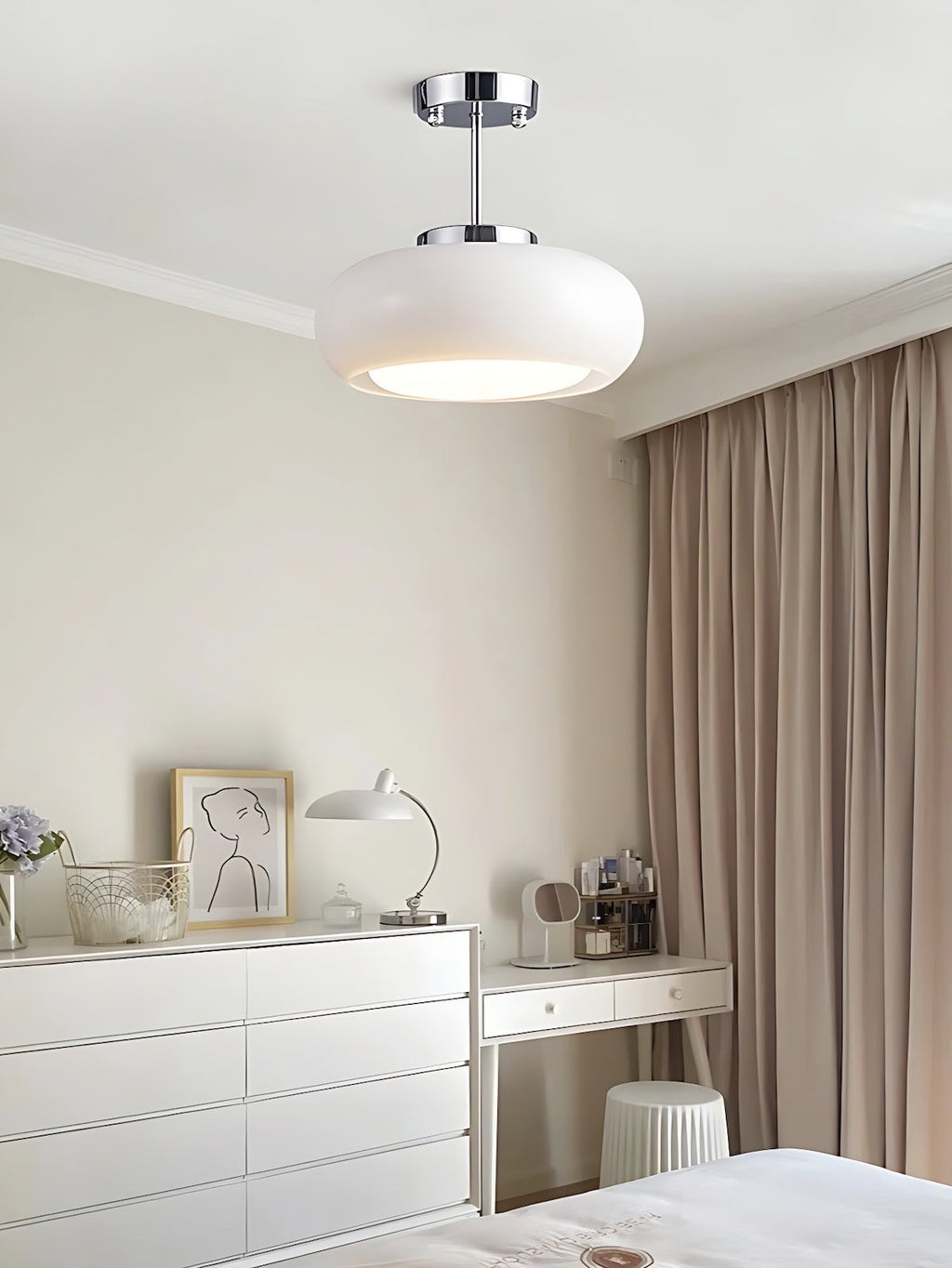 Bauhaus Glass Disk Ceiling Light In Brass Or Chrome Finish, Orange-Yellow Or White Glass | Temsk