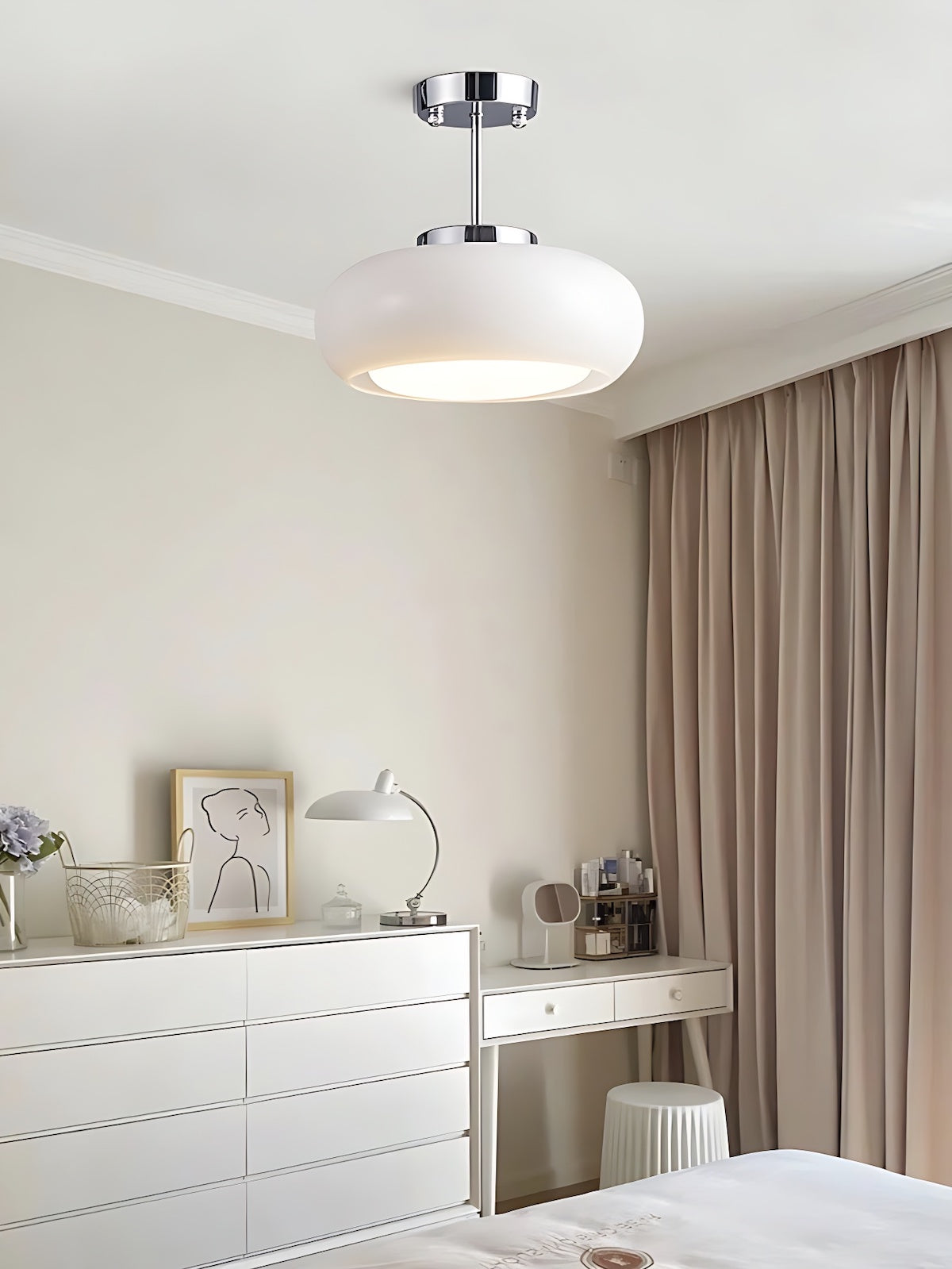 Bauhaus Glass Disk Ceiling Light In Brass Or Chrome Finish, Orange-Yellow Or White Glass | Temsk