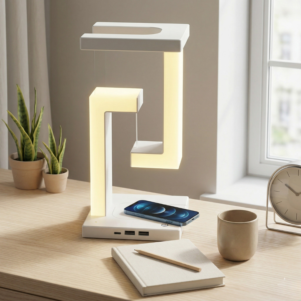 Floating Desk Lamp With Built-In Wireless Charging | Temsk