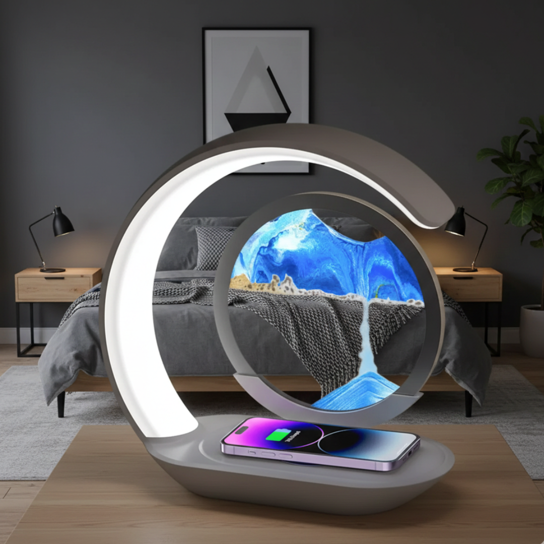 Lampada da tavolo a clessidra LED con ricarica wireless | Temsk