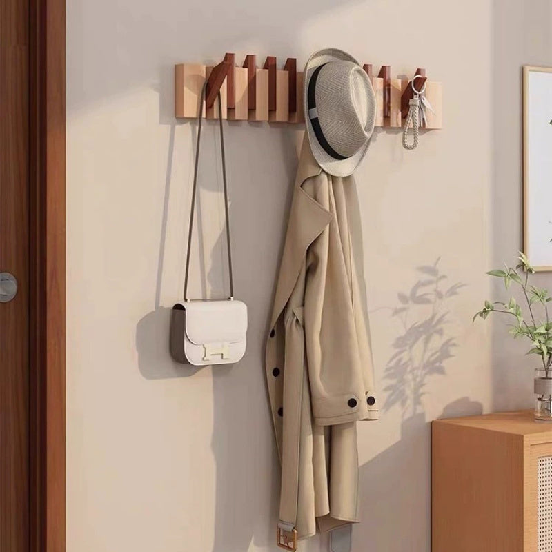 Wandhaken aus Holz mit ausklappbarem Klaviertastenhalter für Flur oder Schlafzimmer | Temsk