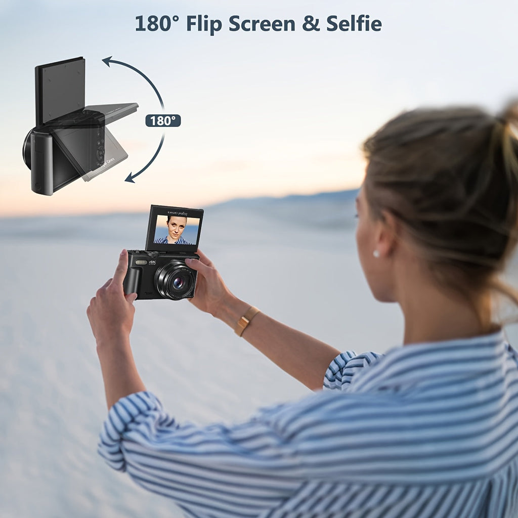 Kompakte 4K-Digitalkamera mit WLAN und Klappbildschirm für Vlogging | Temsk