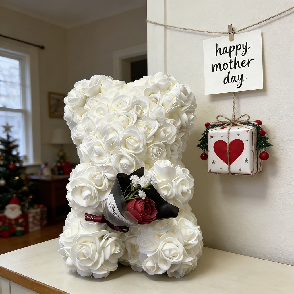 Mother's Day Rose Bear Decor For Tabletop Keepsake | Temsk