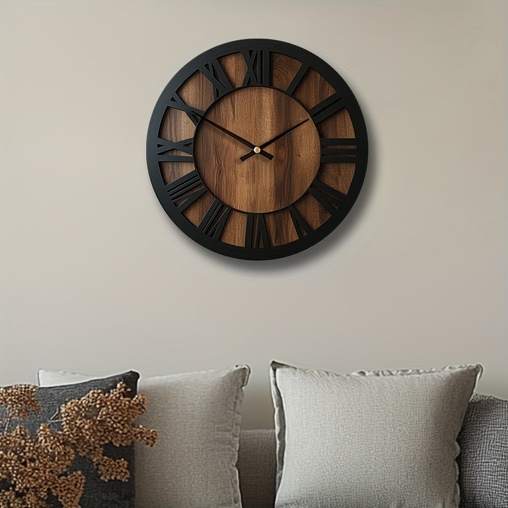 Klassische Vintage-Holzwanduhr mit Zifferblatt in römischen Zahlen | Temsk