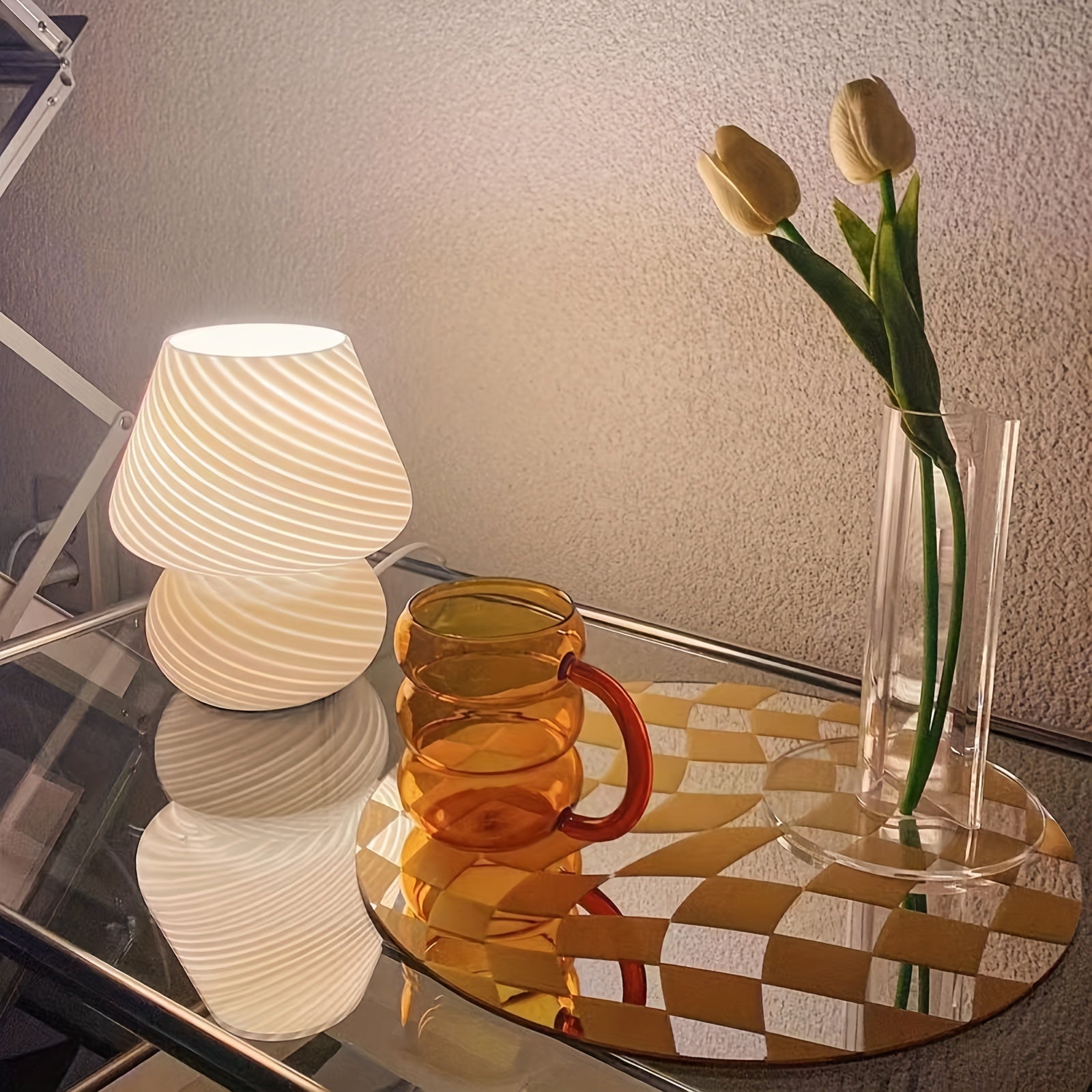 USB Dæmpbar Murano-Stil Glas Svampeinspireret Bordlampe | Temsk