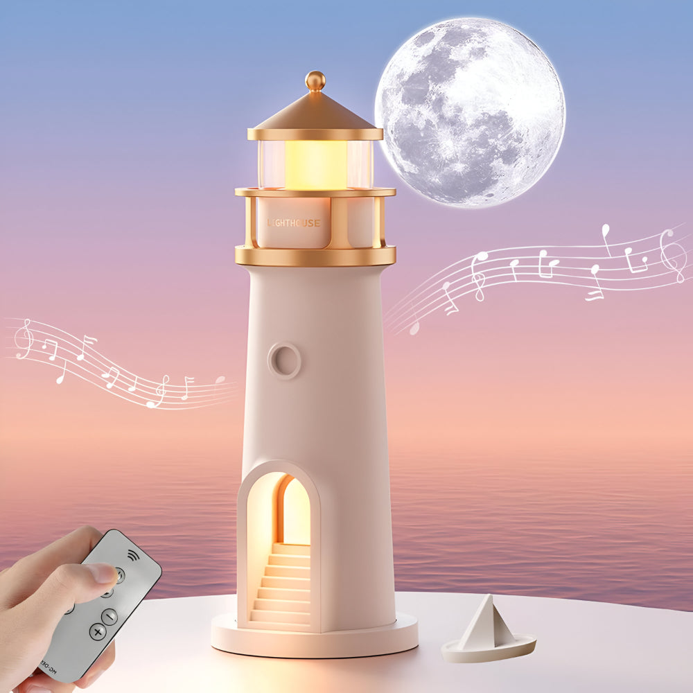 LED Lighthouse Night Light With Projection For Bedroom Decor | Temsk