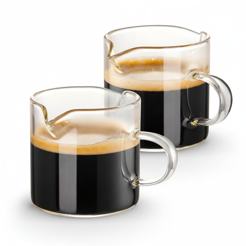 Glass Measuring Cup For Espresso With Dual Spout, 4 Oz Pitcher | Temsk
