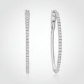 Sterling Silver Diamond Hoop Earrings In Oval Shape | Temsk