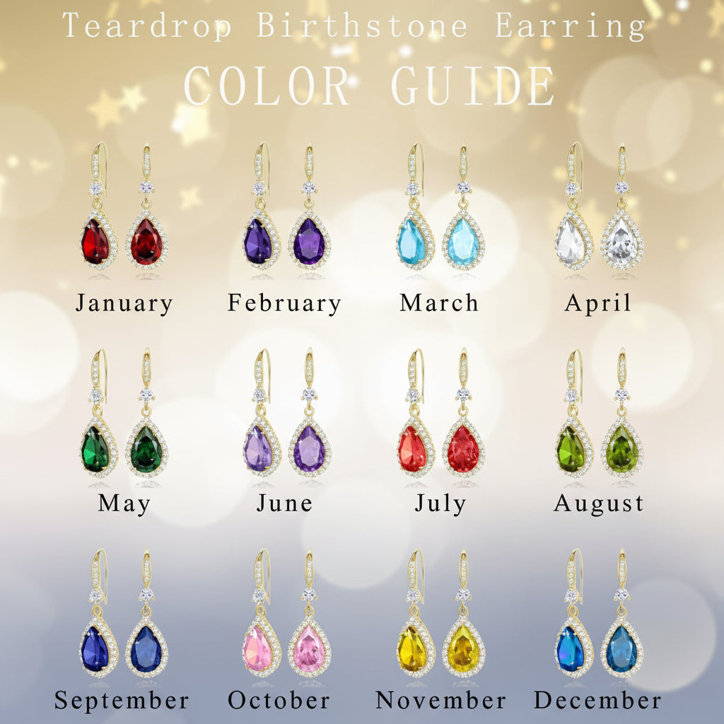 Birthstone Teardrop Earrings for Mother's Day Gift | Temsk