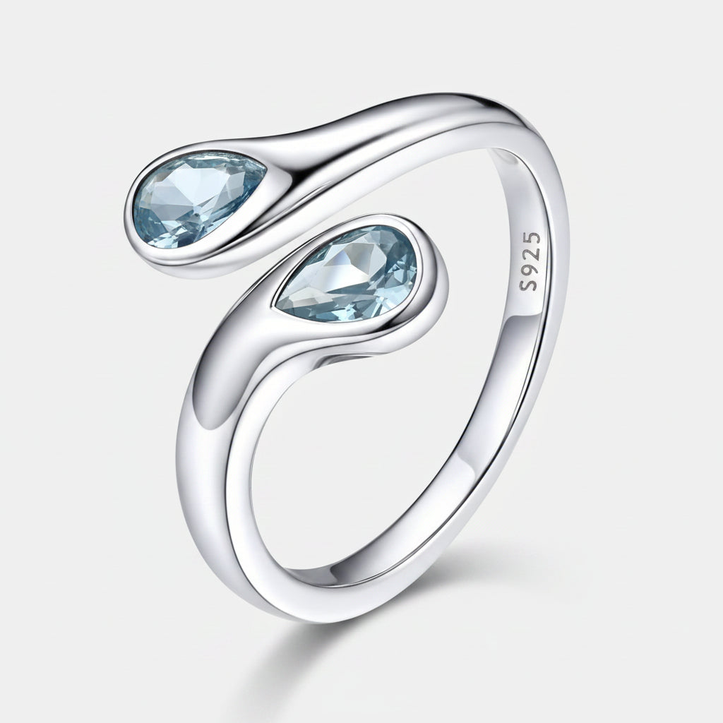 Dainty Silver Birthstone Ring For Mothers Day Adjustable Band | Temsk