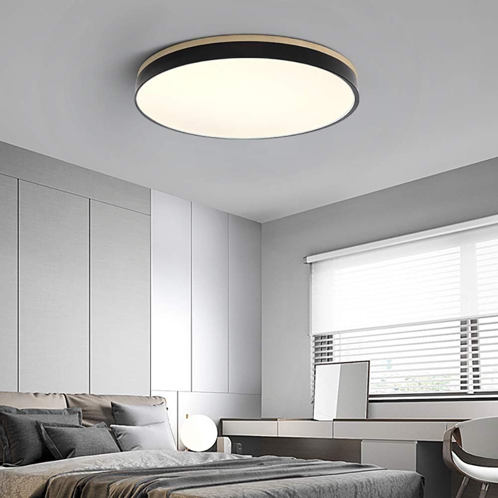 Round Wooden LED Ceiling Light With Acrylic, Dimmable Warm Glow, Scandinavian Style | Temsk