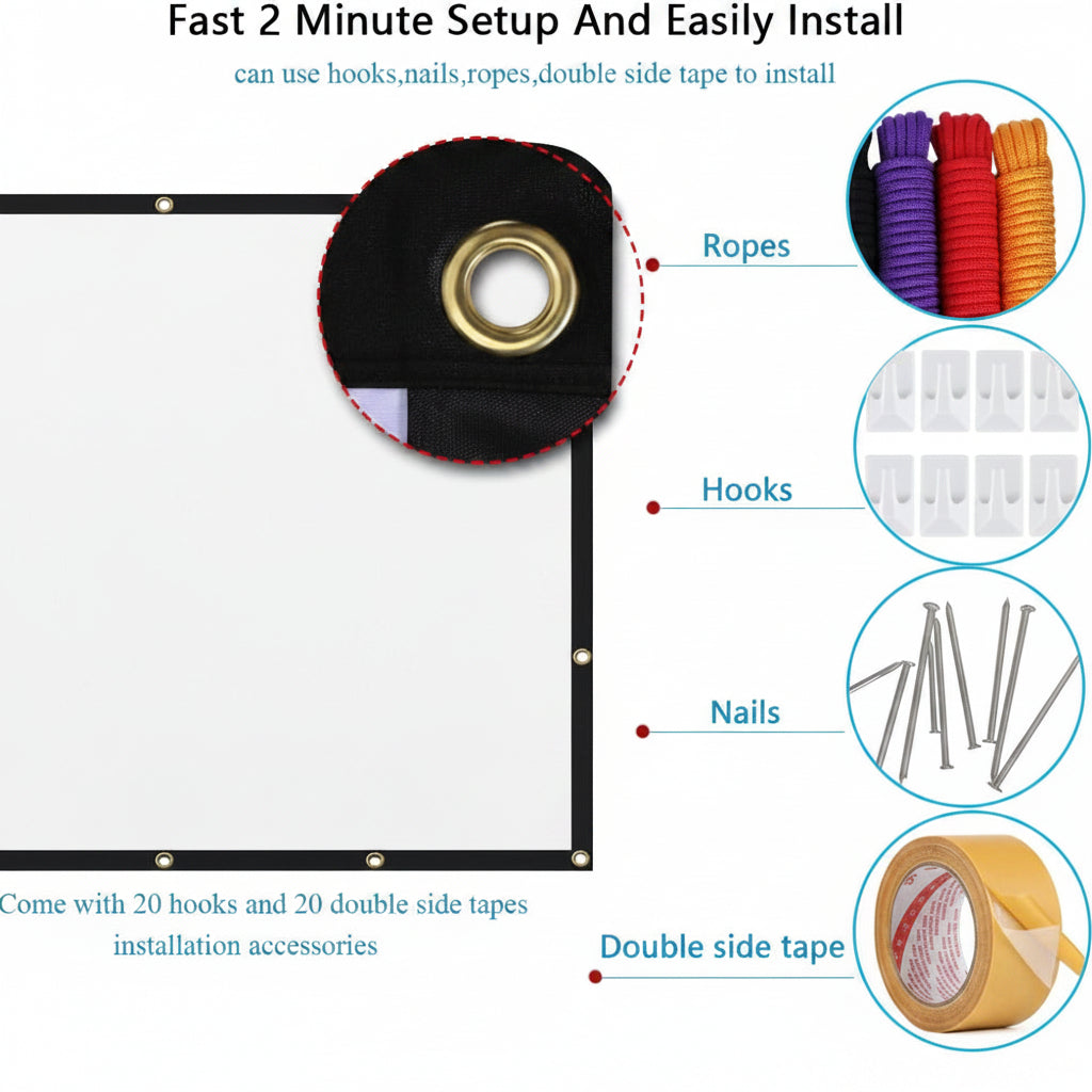 Lightweight 120 Inch Screen For Outdoor Projection And HD Viewing | Temsk