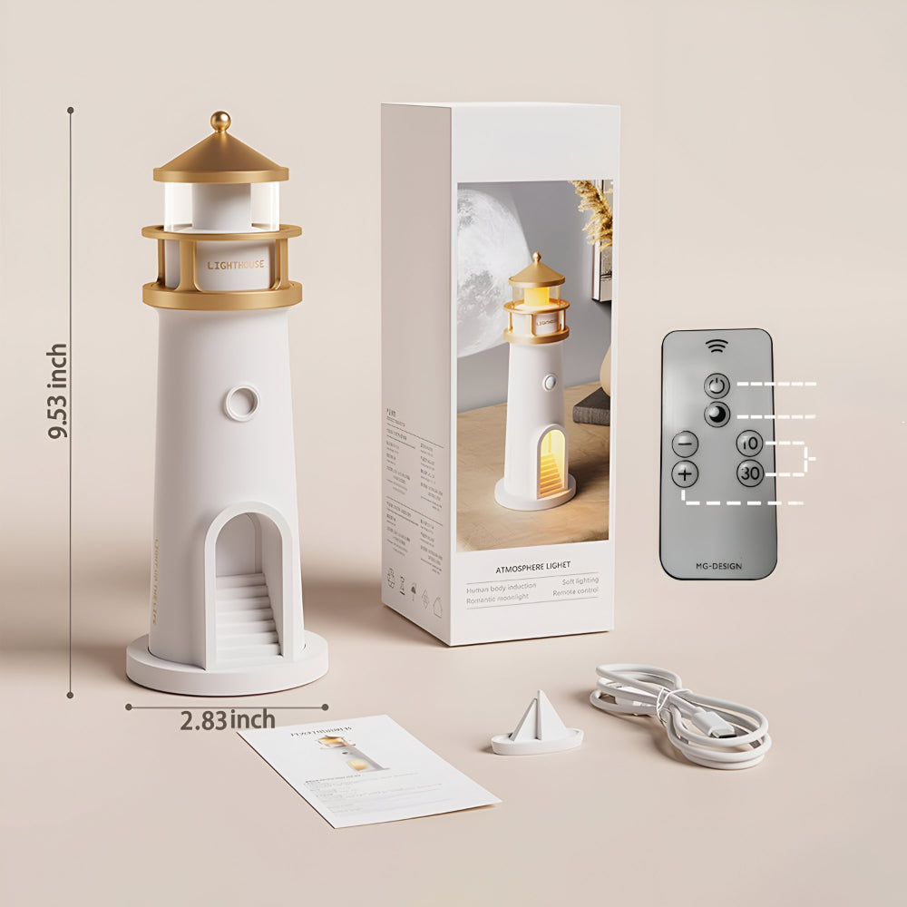 LED Lighthouse Night Light With Projection For Bedroom Decor | Temsk
