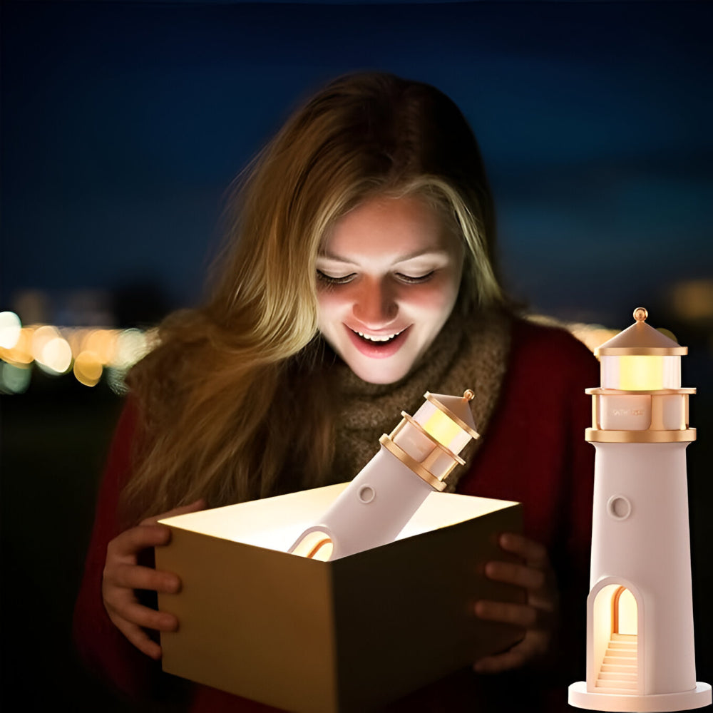 LED Lighthouse Night Light With Projection For Bedroom Decor | Temsk