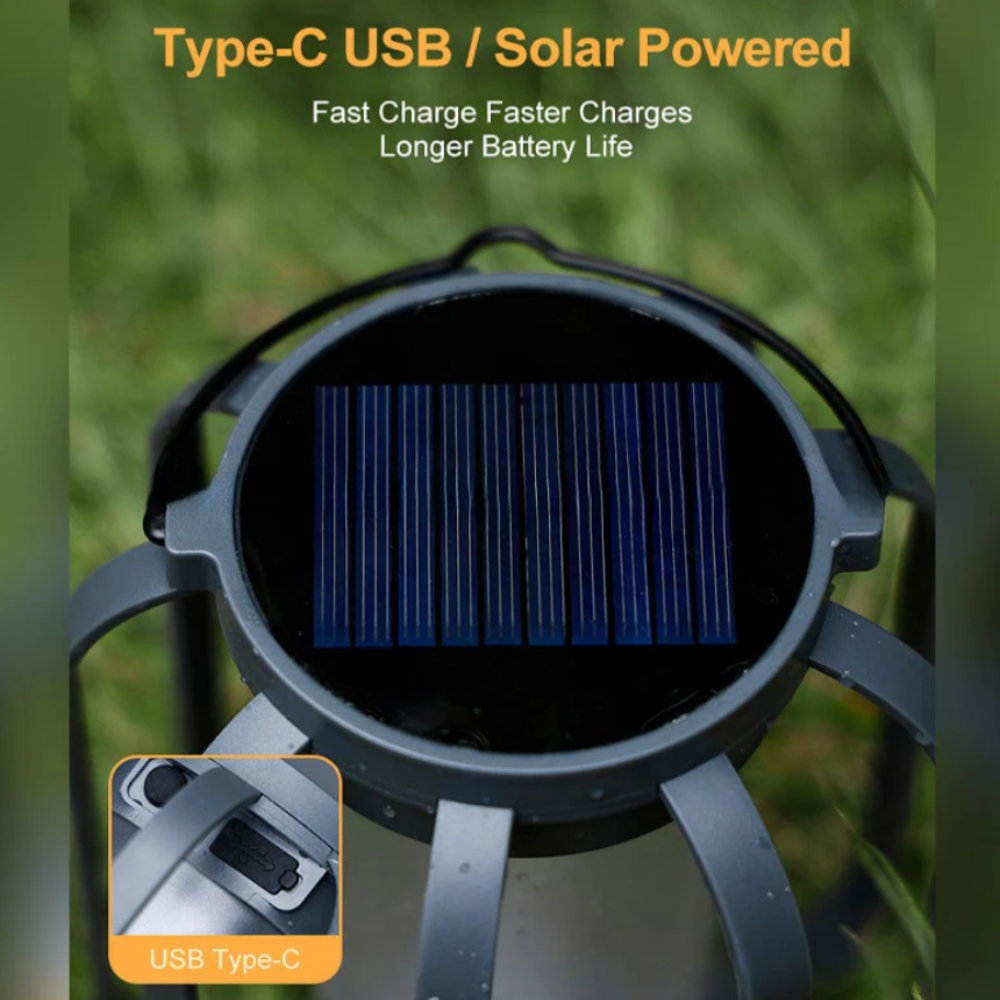 Solar Lantern With Flame Effect For Outdoor Garden Lighting | Temsk