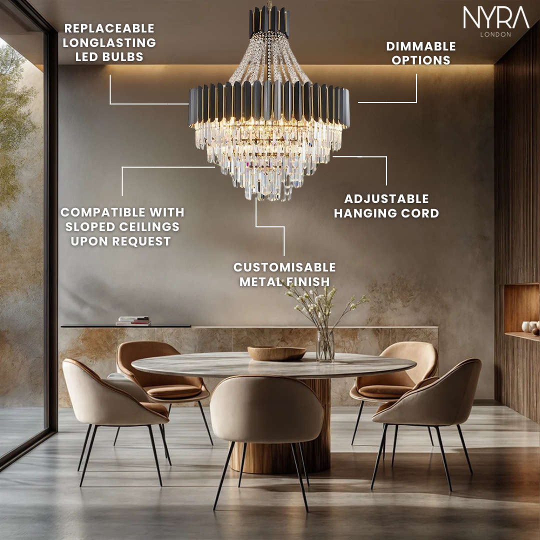 Selara Crystal Chandelier With K9 Crystal Modern LED Pendant Light | Temsk