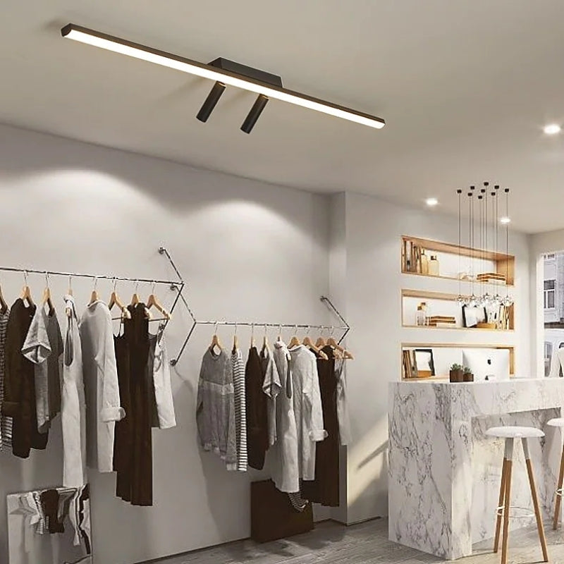 Černé lineární LED stropní světlo s nastavitelnými reflektory 80–100 cm | Temsk